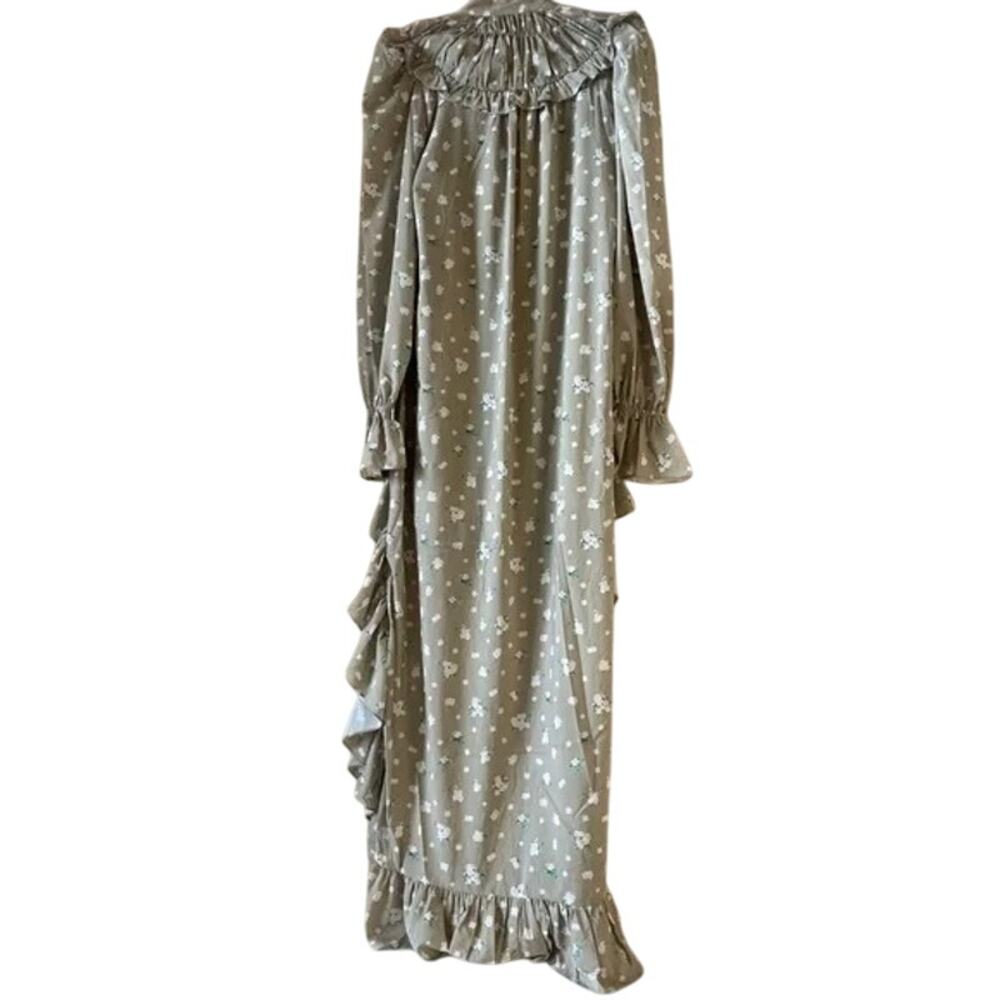 NWT WeWoreWhat High Low Polka Dot Floral Drape Ruffled Long Sleeve Dress S Sage - Picture 6 of 15
